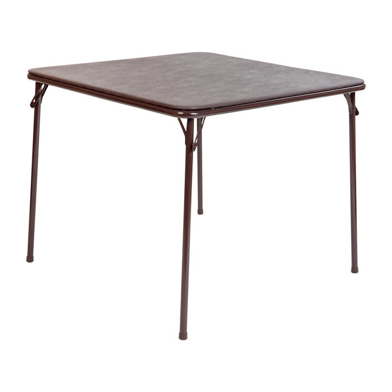 Brown Folding Card Table - Lightweight Portable Folding Table with Collapsible Legs