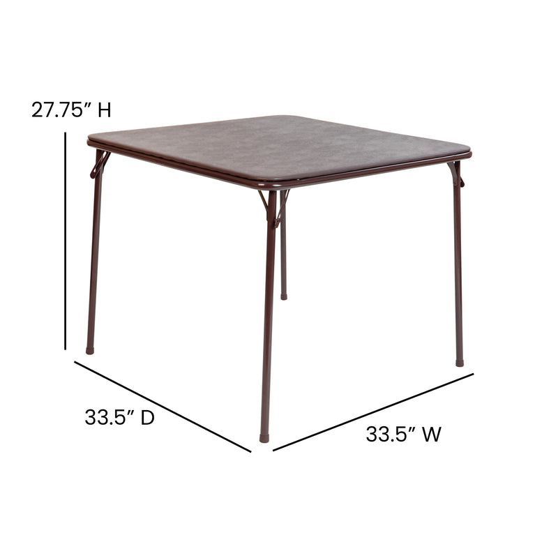 Brown Folding Card Table - Lightweight Portable Folding Table with Collapsible Legs