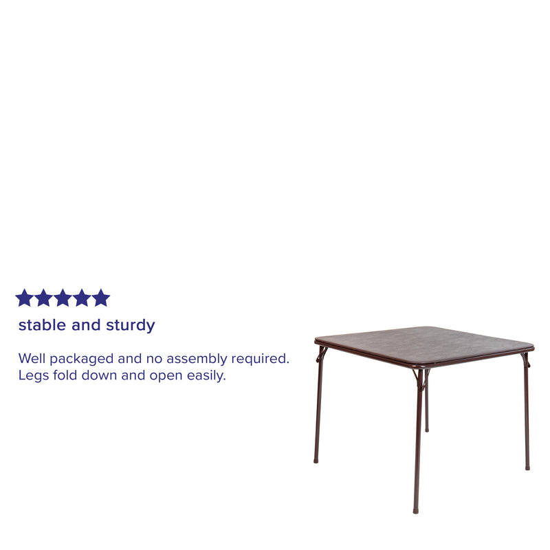 Brown Folding Card Table - Lightweight Portable Folding Table with Collapsible Legs