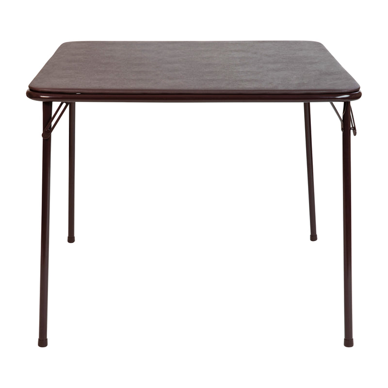 Brown Folding Card Table - Lightweight Portable Folding Table with Collapsible Legs