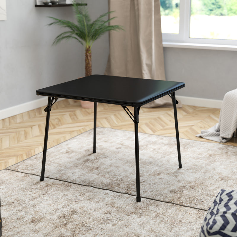 Black Folding Card Table - Lightweight Portable Folding Table with Collapsible Legs