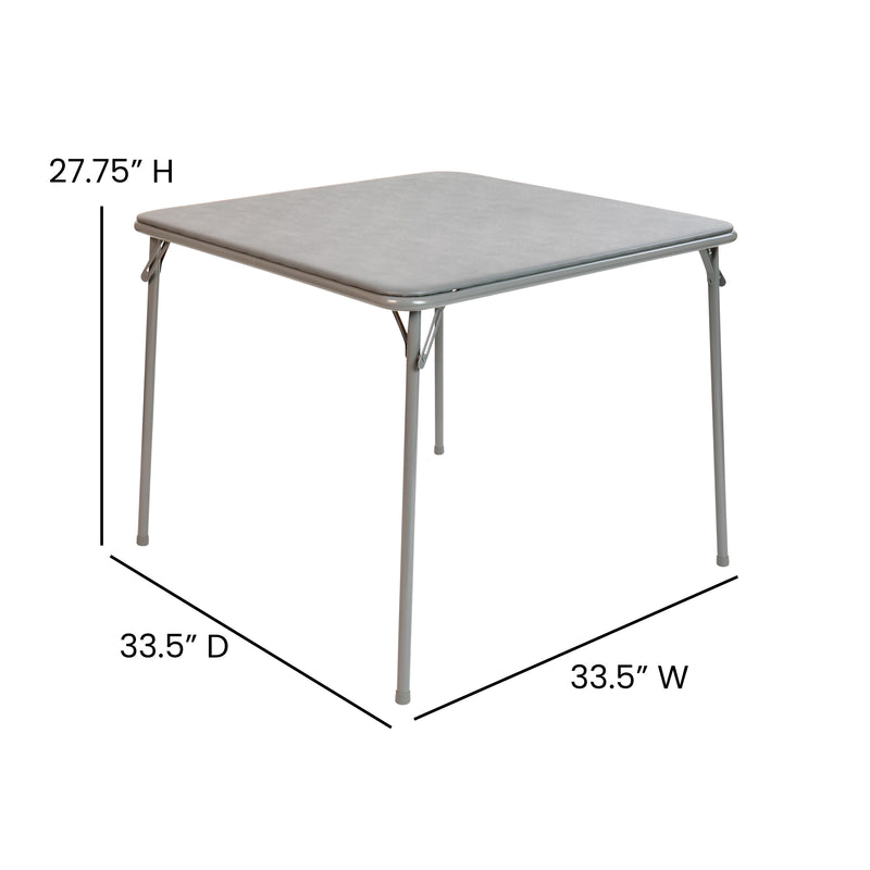 Gray Folding Card Table - Lightweight Portable Folding Table with Collapsible Legs