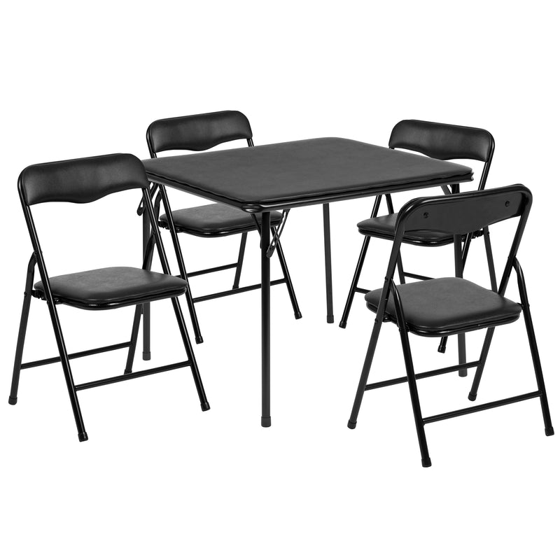 Kids Black 5 Piece Folding Table and Chair Set