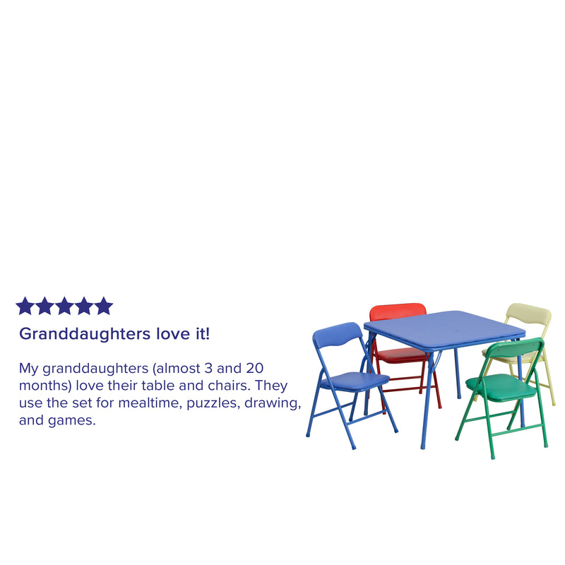 Kids Colorful 5 Piece Folding Table and Chair Set