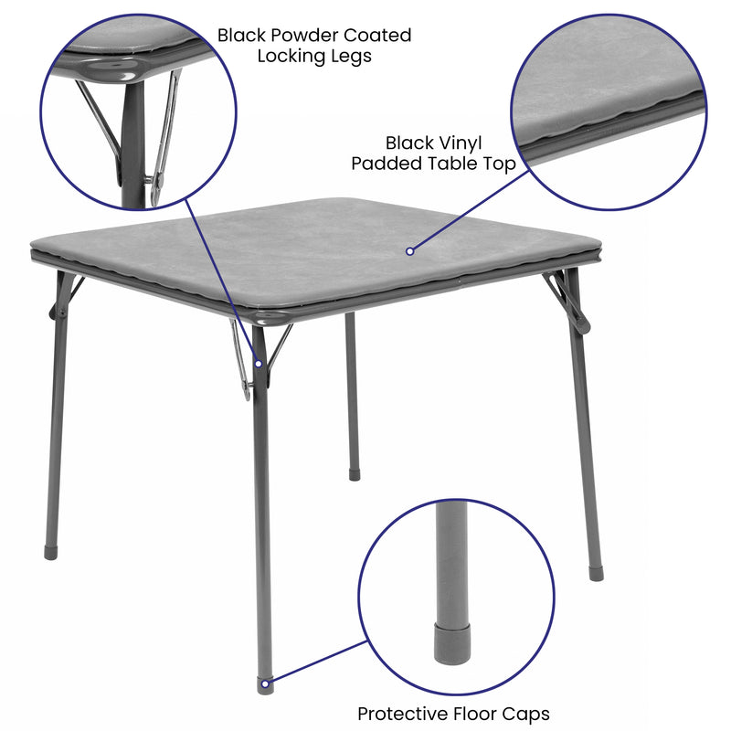 Kids Gray 5 Piece Folding Table and Chair Set