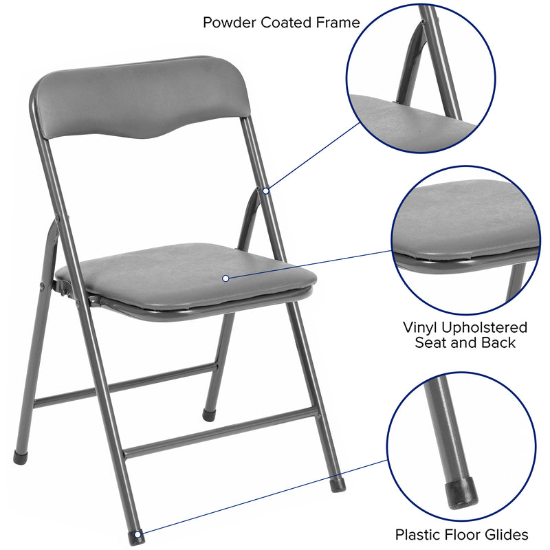 Kids Gray 5 Piece Folding Table and Chair Set