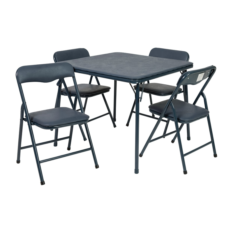 Kids Navy 5 Piece Folding Table and Chair Set