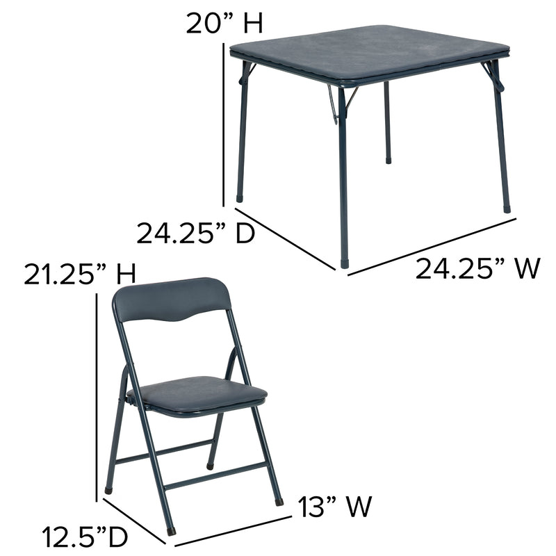 Kids Navy 5 Piece Folding Table and Chair Set