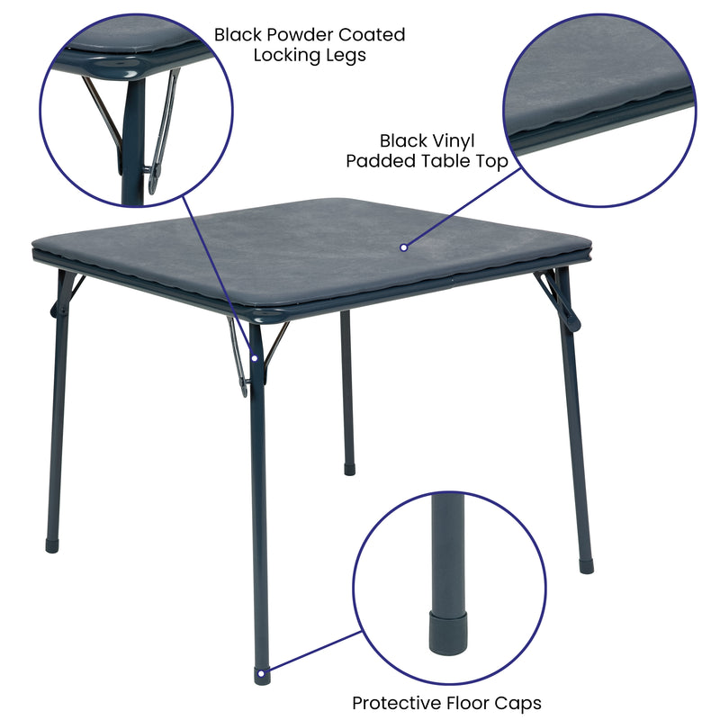 Kids Navy 5 Piece Folding Table and Chair Set