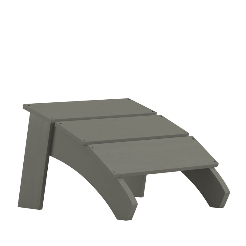 Sawyer Modern All-Weather Poly Resin Wood Adirondack Ottoman Foot Rest in Gray