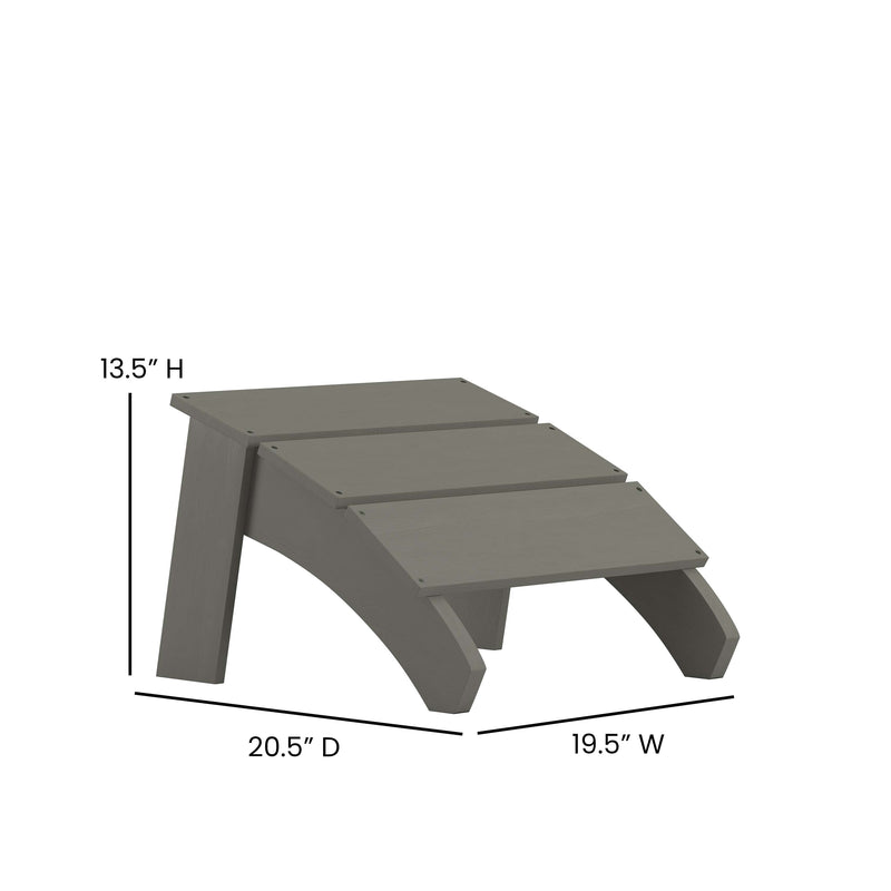 Sawyer Modern All-Weather Poly Resin Wood Adirondack Ottoman Foot Rest in Gray