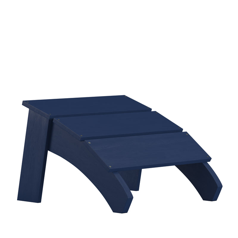 Sawyer Modern All-Weather Poly Resin Wood Adirondack Ottoman Foot Rest in Navy