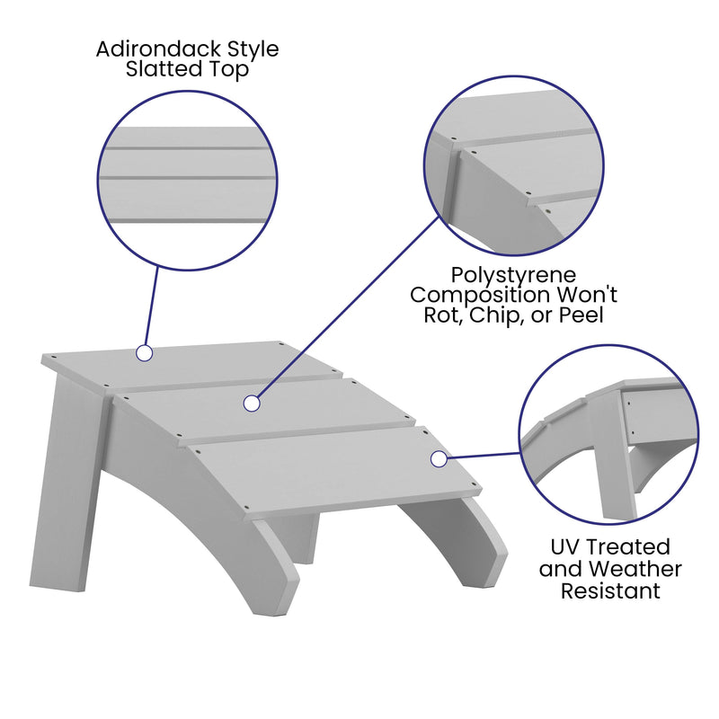 Sawyer Modern All-Weather Poly Resin Wood Adirondack Ottoman Foot Rest in White