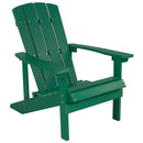 2 Pack Charlestown All-Weather Poly Resin Wood Adirondack Chairs with Side Table in Green