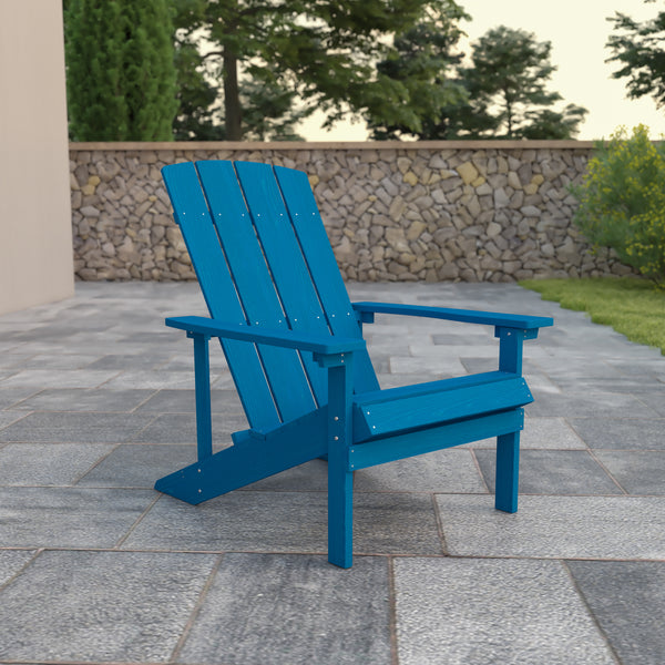 Charlestown All-Weather Poly Resin Wood Adirondack Chair in Blue