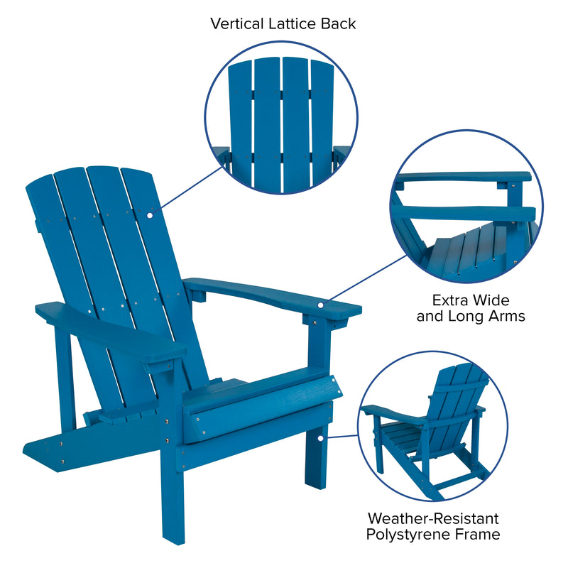 Charlestown All-Weather Poly Resin Wood Adirondack Chair in Blue