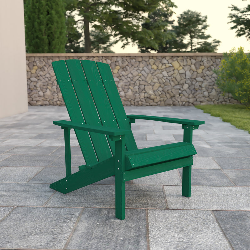 Charlestown All-Weather Poly Resin Wood Adirondack Chair in Green