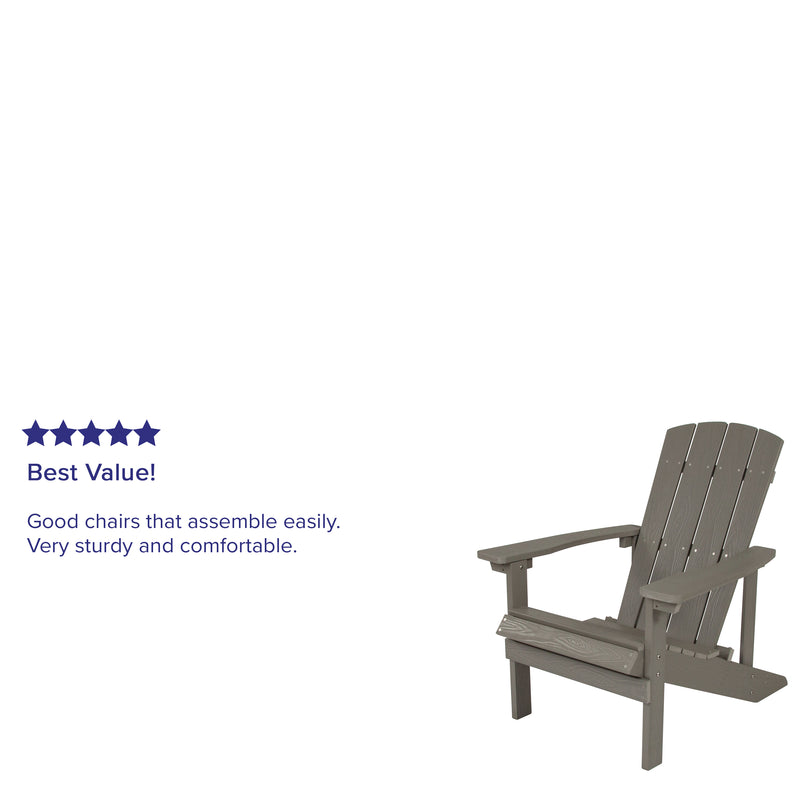 Charlestown All-Weather Poly Resin Wood Adirondack Chair in Gray