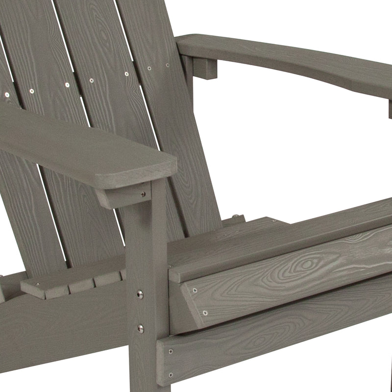 Charlestown All-Weather Poly Resin Wood Adirondack Chair in Gray