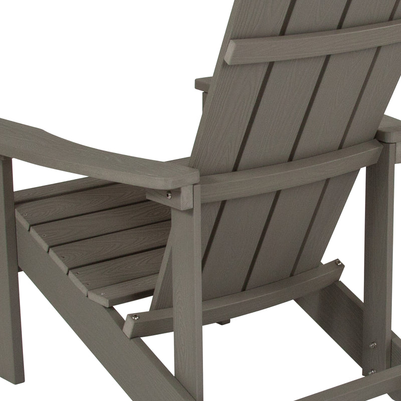 Charlestown All-Weather Poly Resin Wood Adirondack Chair in Gray