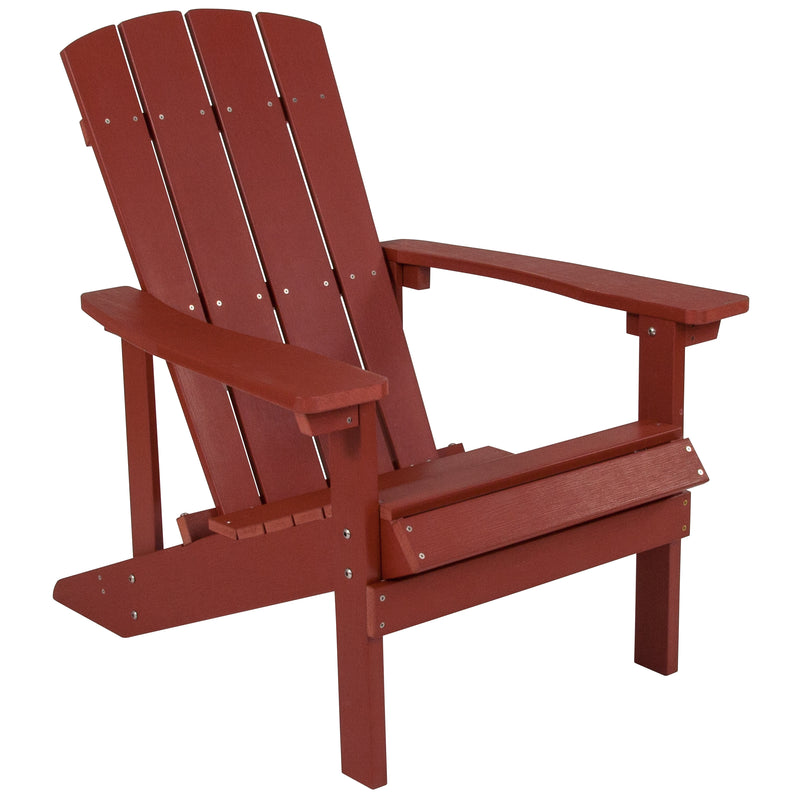 Charlestown All-Weather Poly Resin Wood Adirondack Chair in Red