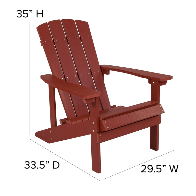 Charlestown All-Weather Poly Resin Wood Adirondack Chair in Red