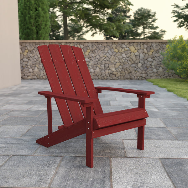 Charlestown All-Weather Poly Resin Wood Adirondack Chair in Red