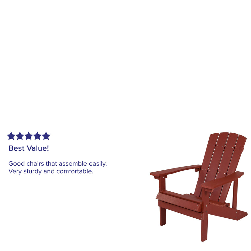 Charlestown All-Weather Poly Resin Wood Adirondack Chair in Red