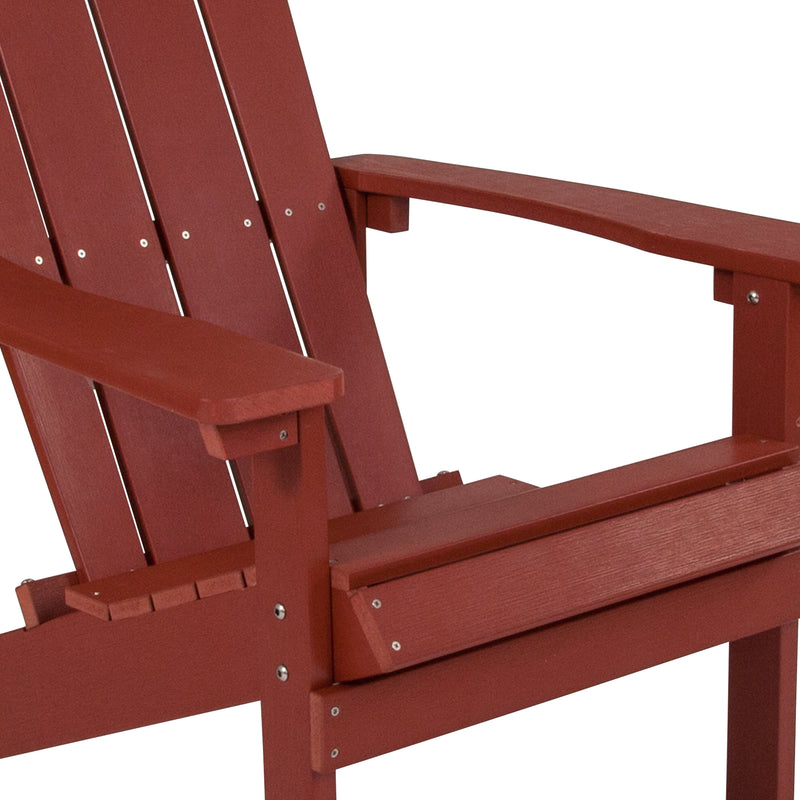 Charlestown All-Weather Poly Resin Wood Adirondack Chair in Red