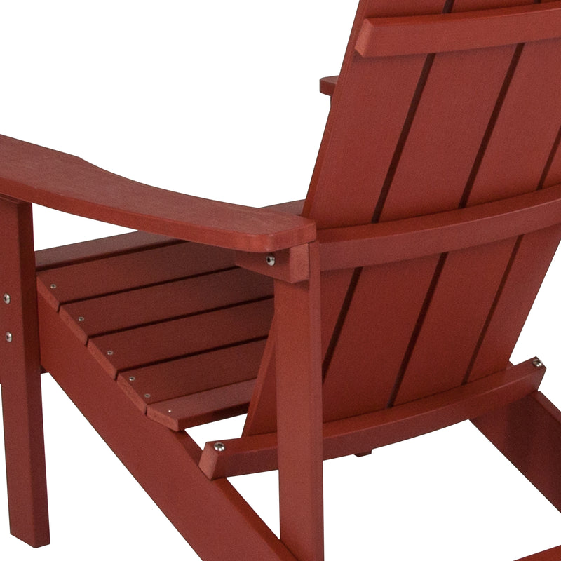 Charlestown All-Weather Poly Resin Wood Adirondack Chair in Red