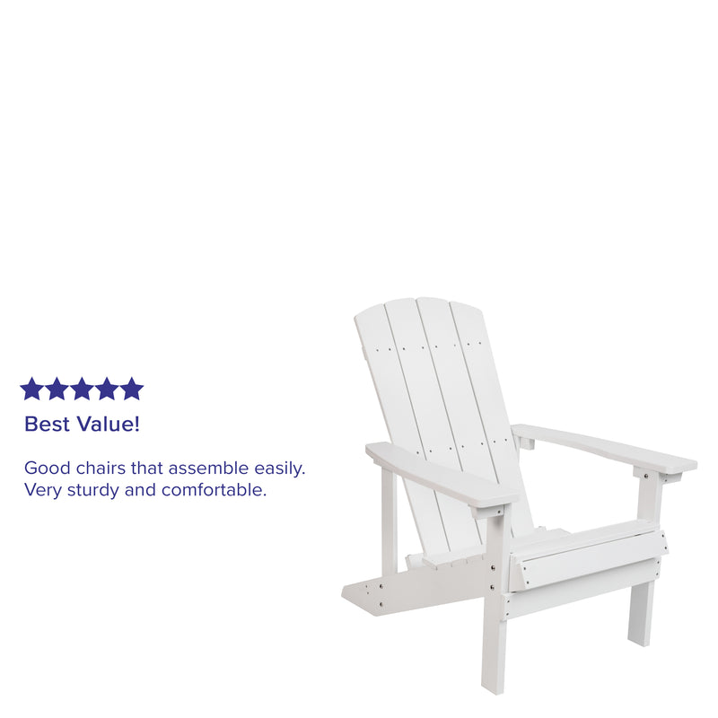 Charlestown All-Weather Poly Resin Wood Adirondack Chair in White