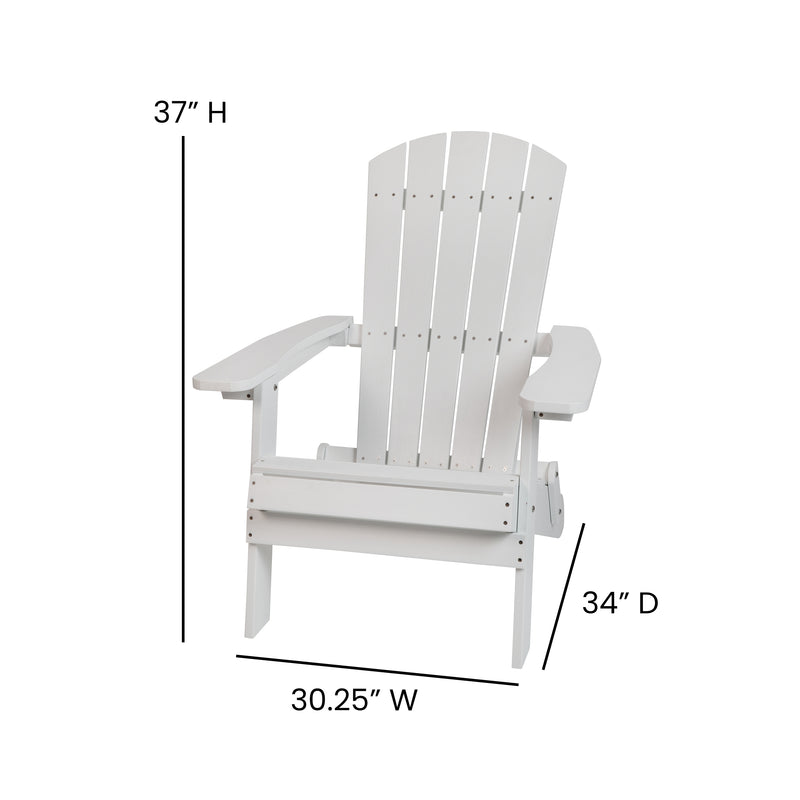 2 Pack Charlestown All-Weather Poly Resin Folding Adirondack Chair with Side Table