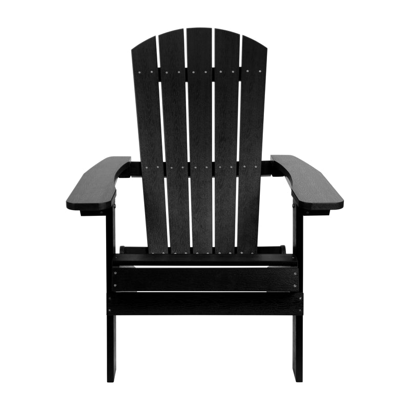 Charlestown All-Weather Poly Resin Indoor/Outdoor Folding Adirondack Chair in Black