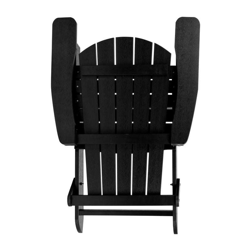 Charlestown All-Weather Poly Resin Indoor/Outdoor Folding Adirondack Chair in Black