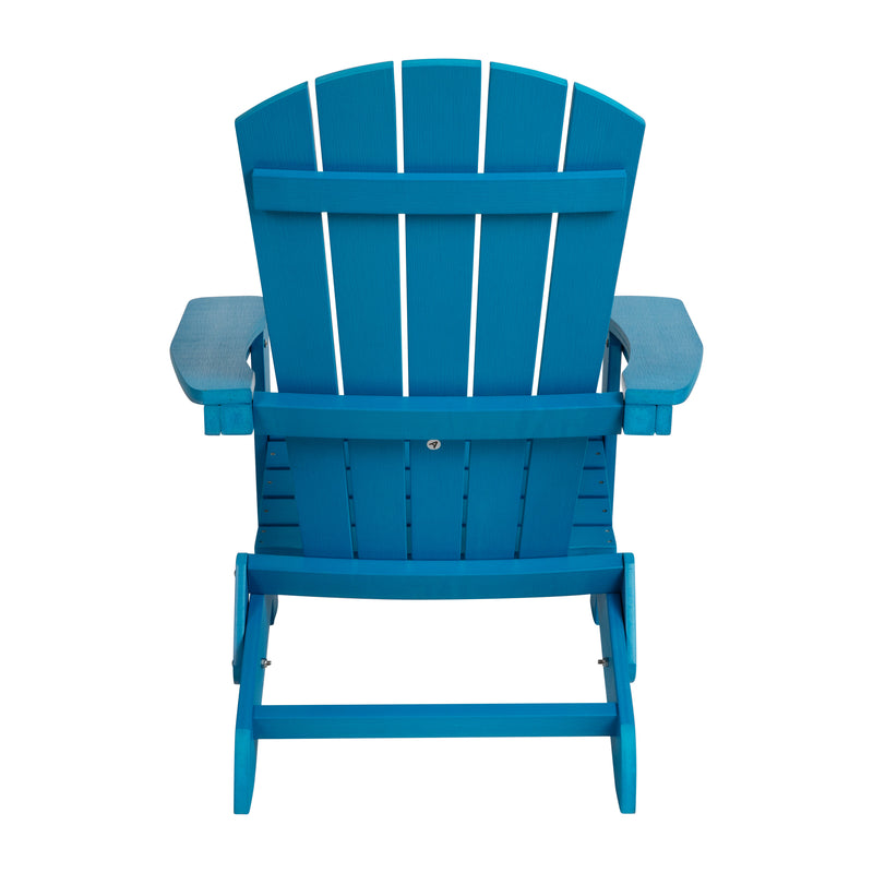 Charlestown All-Weather Poly Resin Indoor/Outdoor Folding Adirondack Chair in Blue