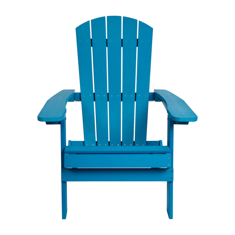 Charlestown All-Weather Poly Resin Indoor/Outdoor Folding Adirondack Chair in Blue