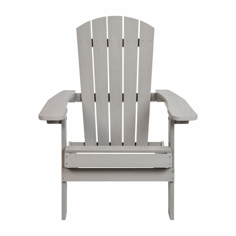 Charlestown All-Weather Poly Resin Indoor/Outdoor Folding Adirondack Chair in Gray