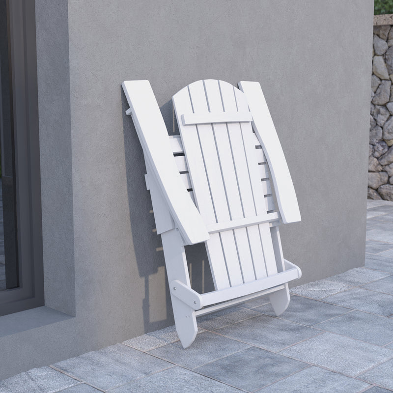 Charlestown All-Weather Poly Resin Indoor/Outdoor Folding Adirondack Chair in White