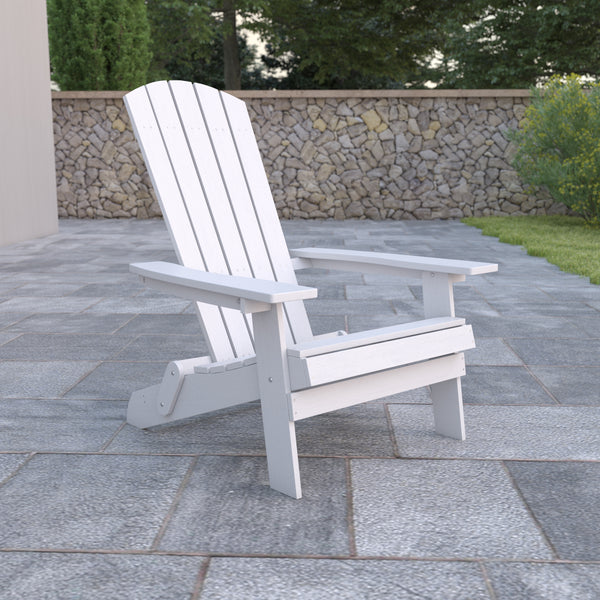 Charlestown All-Weather Poly Resin Indoor/Outdoor Folding Adirondack Chair in White