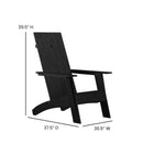 Sawyer Modern All-Weather Poly Resin Wood Adirondack Chair with Foot Rest in Black