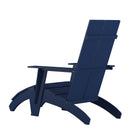 Sawyer Modern All-Weather Poly Resin Wood Adirondack Chair with Foot Rest in Navy