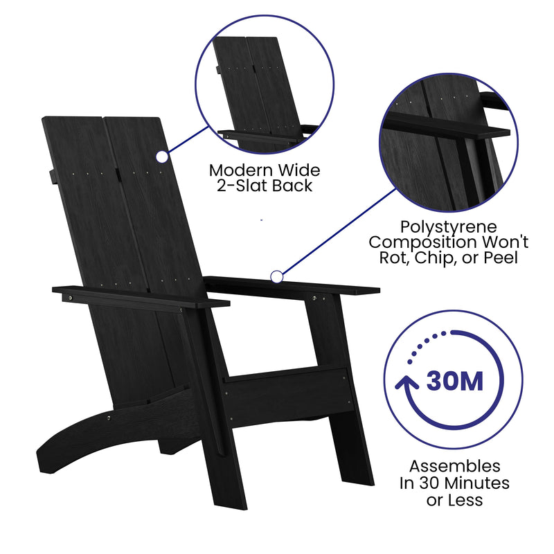 Sawyer Modern All-Weather Poly Resin Wood Adirondack Chair in Black