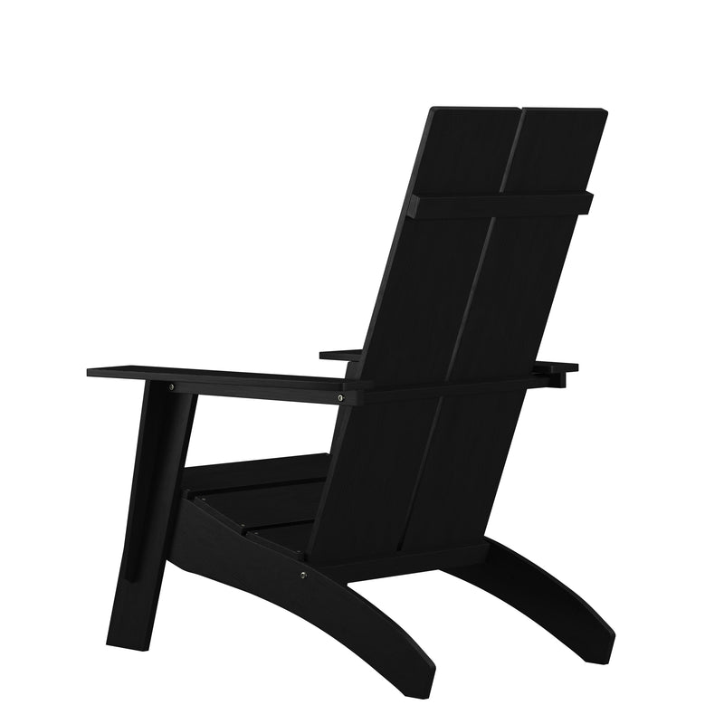 Sawyer Modern All-Weather Poly Resin Wood Adirondack Chair in Black