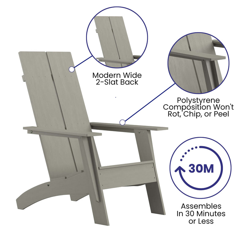 Sawyer Modern All-Weather Poly Resin Wood Adirondack Chair in Gray