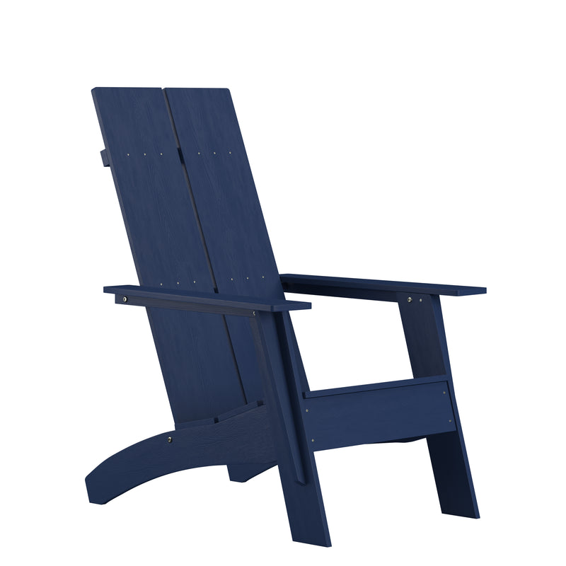 Sawyer Modern All-Weather Poly Resin Wood Adirondack Chair in Navy