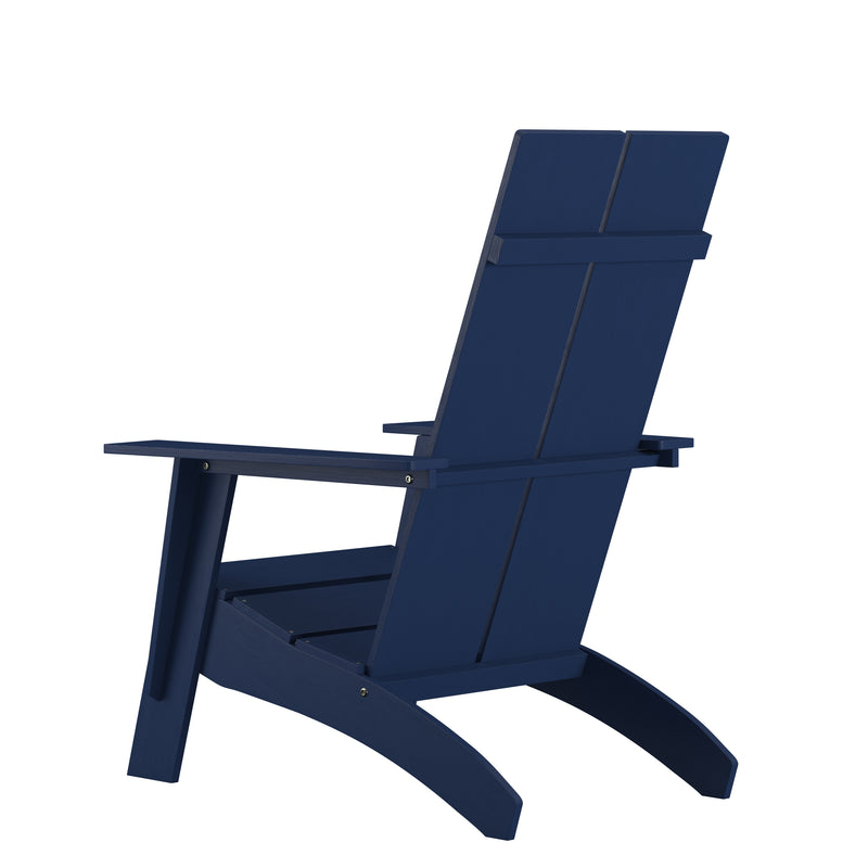 Sawyer Modern All-Weather Poly Resin Wood Adirondack Chair in Navy