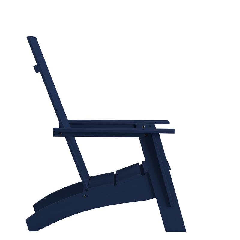 Sawyer Modern All-Weather Poly Resin Wood Adirondack Chair in Navy