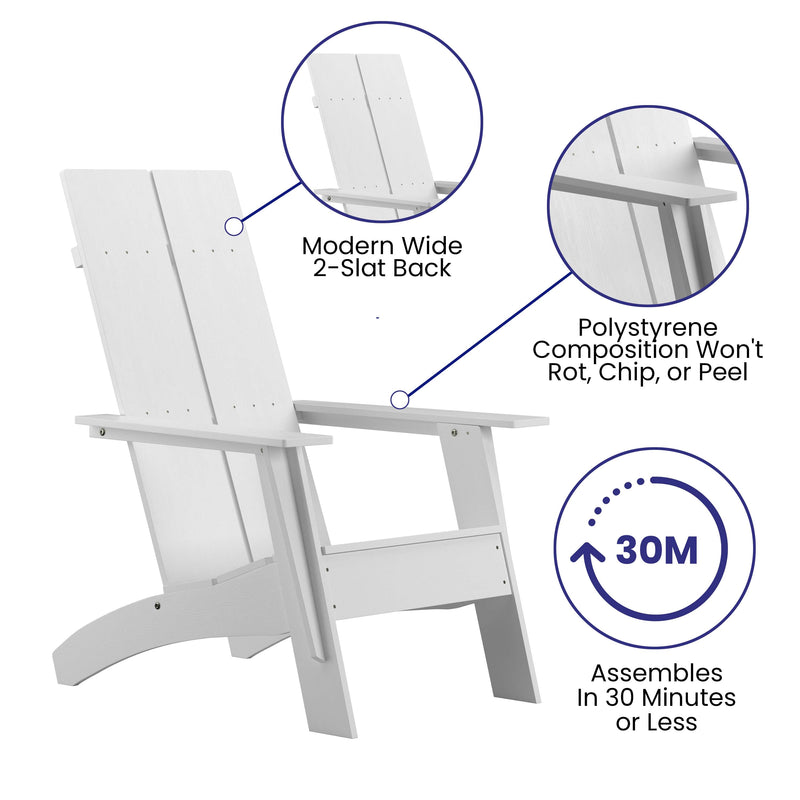 Sawyer Modern All-Weather Poly Resin Wood Adirondack Chair in White