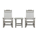 Set of 2 Winston All-Weather Poly Resin Rocking Chairs with Accent Side Table in Gray