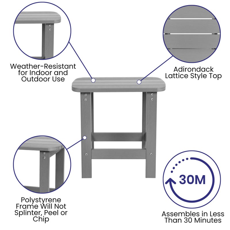 Set of 2 Winston All-Weather Poly Resin Rocking Chairs with Accent Side Table in Gray